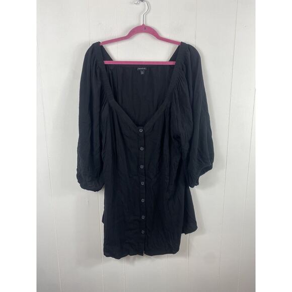 Torrid Fit & Flare Rayon Slub Button Up 3/4 Sleeve Black Size 4X - Picture 2 of 10